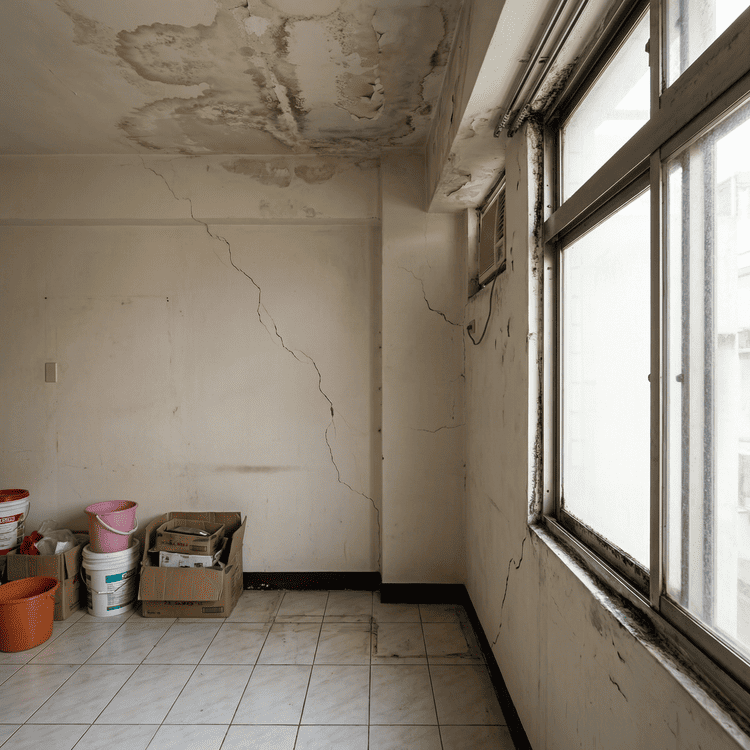 驗屋常見缺失之一，牆壁裂縫與滲漏水問題